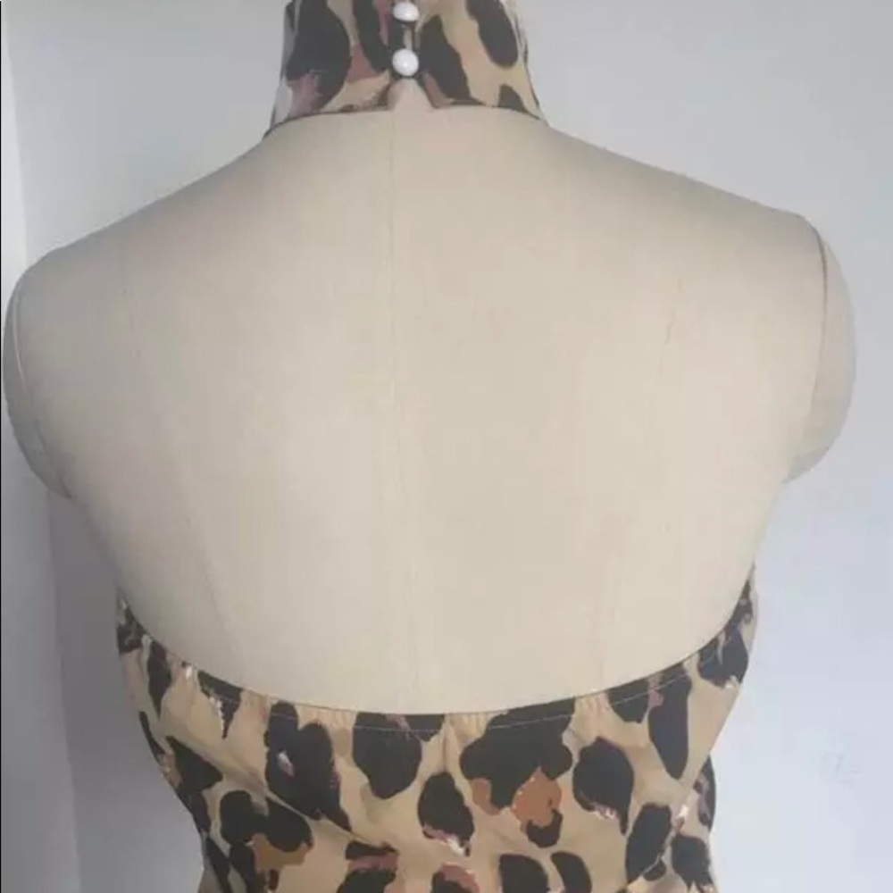 Women Chiffon Off Shoulder Leopard Blouse - Picture 5 of 6
